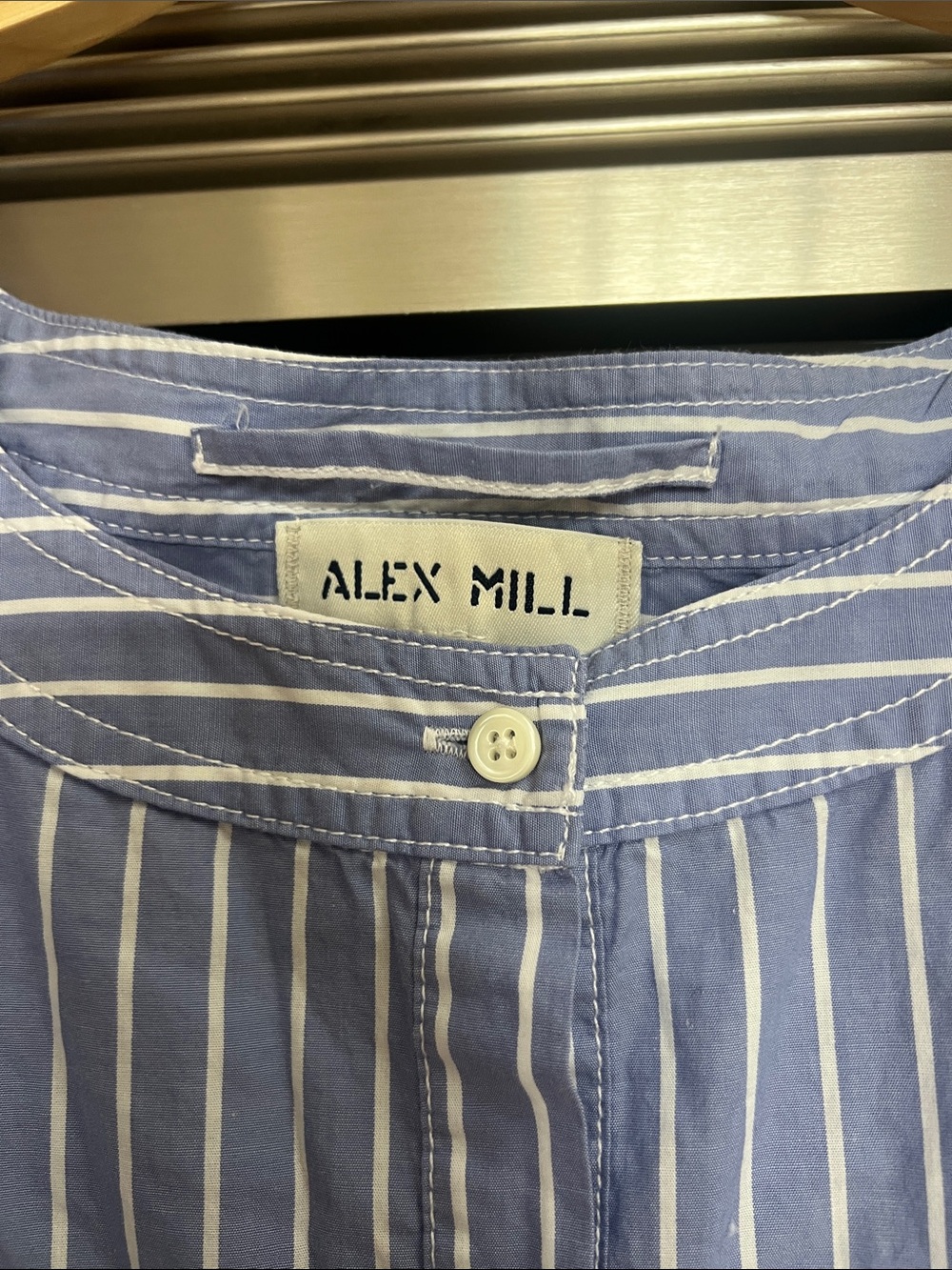 ALEX MILL JOSIE BELTED STRIPED COTTON SHIRTDRESS BLUE/WHITE SIZE MEDIUM